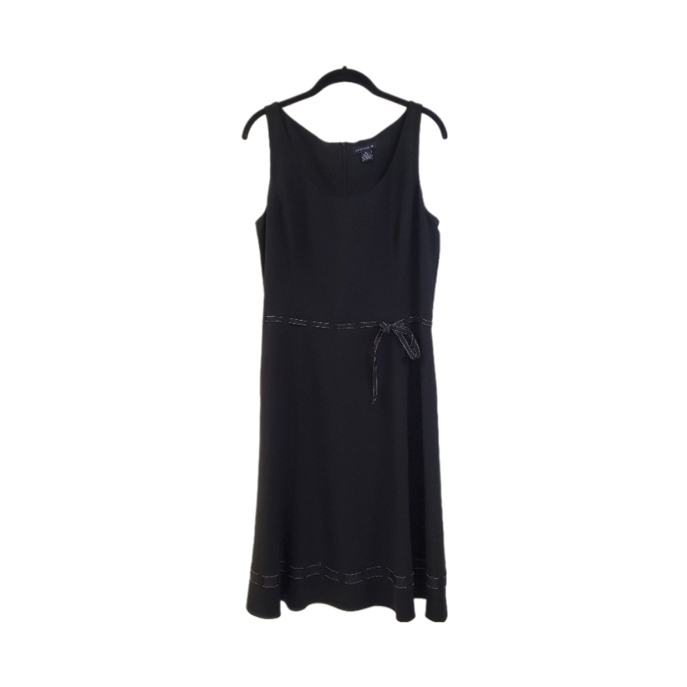 Ann‎ Taylor Black Silk Sleeveless Bow Tie Waist Dress Size 12